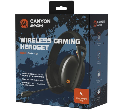 Наушники Canyon GH-13 Ego Wireless Gaming 7.1 Black (CND-SGHS13B)
