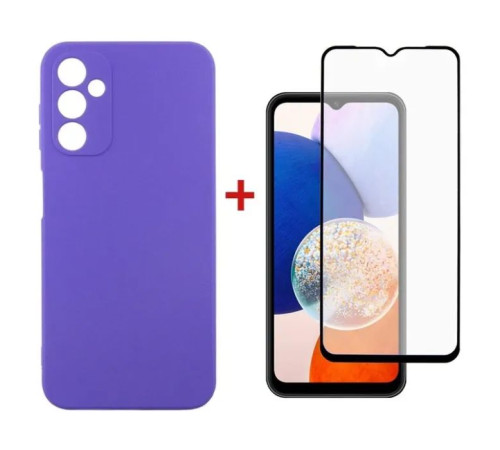 Чохол до мобільного телефона Dengos Kit for Samsung Galaxy A14 5G case + glass (Purple) (DG-KM-13)