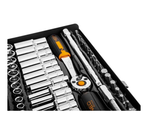 Набір інструментів Neo Tools 63шт, 1/4", CrV, металевий кейс (10-008)