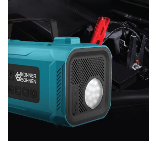 Пуско зарядний пристрій Konner&Sohnen портативний KS JSP-2000 з компресором, 15В, 14800mAh, струм 800А/пік 2000А, USB, 22л/хв, 1.6кг (KSJSP-2000)