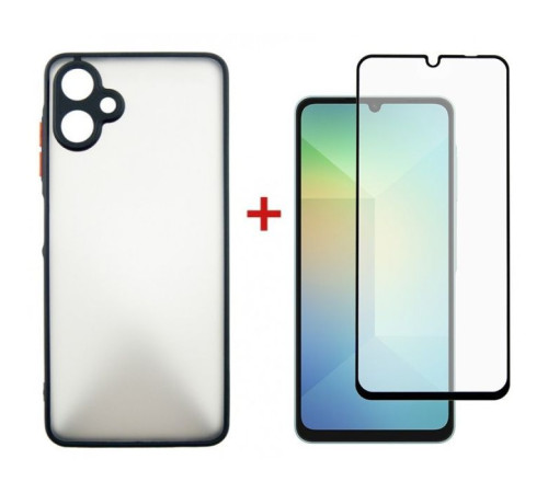 Чохол до мобільного телефона Dengos Kit Samsung Galaxy A06 case Matte + glass (Black) (DG-KM-126)