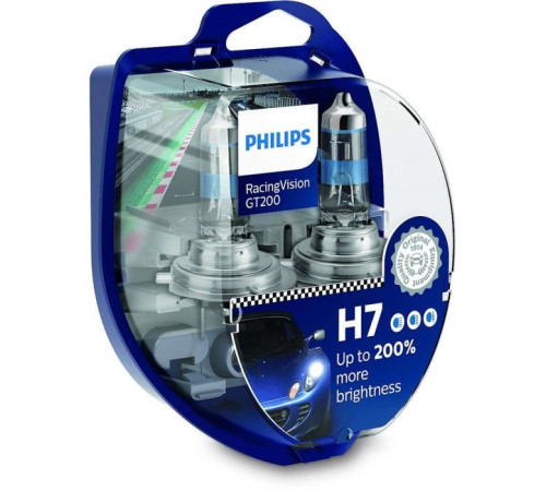 Автолампа Philips H7 RACING VISION +200%, 2 шт блістер (12972RGTS2)