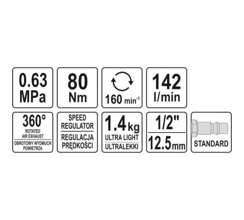 Гайковерт Yato пневматичний YT-09803 (YT-09803)