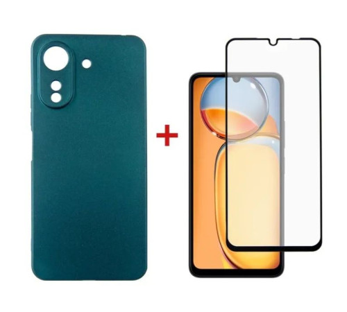 Чохол до мобільного телефона Dengos Kit for Xiaomi Redmi 13C case + glass (Green) (DG-KM-54)