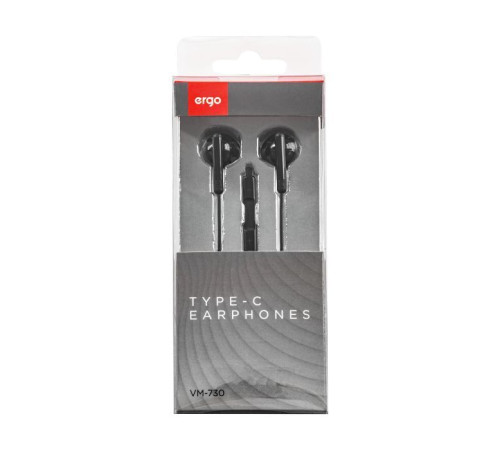 Навушники Ergo VM-730 Type-C Earphones Black (VM-730K)