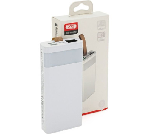 Батарея універсальна XO 20000mAh, PD/20W, QC/22.5W, flashlight, Micro-USB, Type-C, USB-A*2, white (XO-PR129W / 29304)