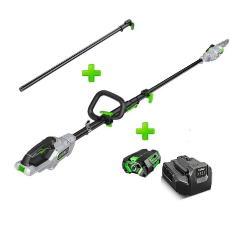 Ланцюгова пила EGO висоторіз PS1003E KIT, 56В, шина-25см, карбон, 4Ah (F840033003)