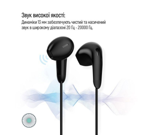 Навушники ColorWay 3.5 mm Wired Earphone Sound Wave Black (CW-WD04BK)