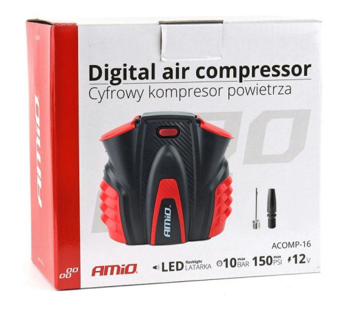 Автомобільний компресор AMiO LED 12V ACOMP-16 (02641)