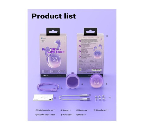 Навушники Acefast T9 Grape Purple (6974316282563)