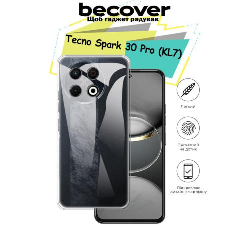 Чохол до мобільного телефона BeCover Tecno Spark 30 Pro (KL7) Transparancy (713138)
