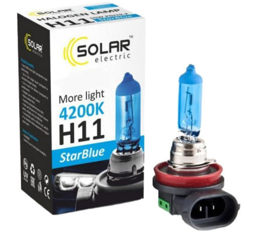 Автолампа SOLAR H11 12V 55W PGJ19-2 StarBlue 4200K (1281)