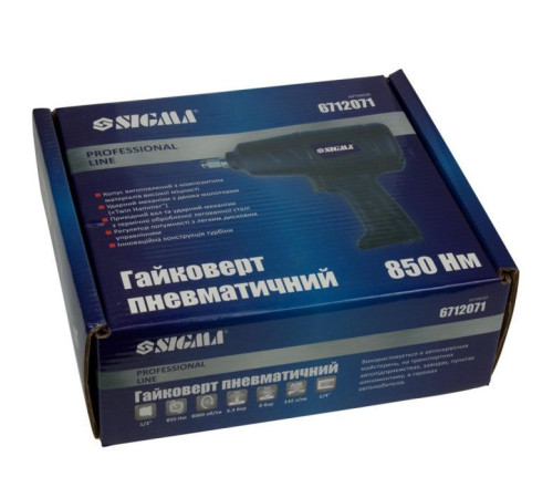 Гайковерт Sigma Profi 1/2" 850Нм 7000об/хв 142л/хв 8бар (6712071)