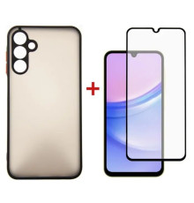 Чохол до мобільного телефона Dengos Kit for Samsung Galaxy A15 case + glass (Black) (DG-KM-69)