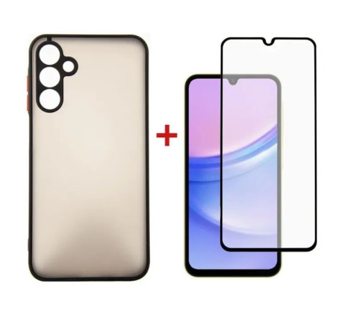 Чохол до мобільного телефона Dengos Kit for Samsung Galaxy A15 case + glass (Black) (DG-KM-69)