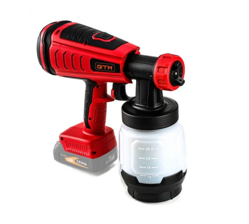 Фарбопульт GTM SG18/700BL, 18V, 700мл/хв, 800мл, 2 сопла-1,5 і 2,5мм (без АКБ та ЗП) (SG18/700BL)