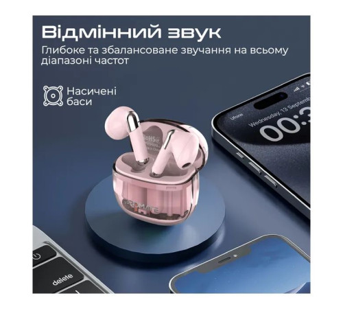 Навушники Promate TransPods Pink (transpods.pink)