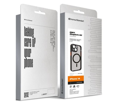 Чохол до мобільного телефона Armorstandart Unit MagSafe SE Apple iPhone 14 Black Orange (ARM75365)