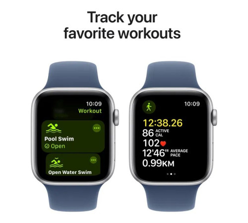 Смарт-годинник Apple Watch SE 2024 GPS 44mm Silver Aluminium Case with Denim Sport Band - M/L (MXER3QH/A)