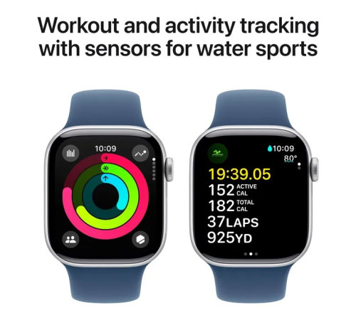 Смарт-годинник Apple Watch Series 10 GPS 42mm Silver Aluminium Case with Denim Sport Band - M/L (MWWC3QH/A)