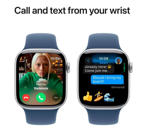 Смарт-годинник Apple Watch Series 10 GPS 42mm Silver Aluminium Case with Denim Sport Band - M/L (MWWC3QH/A)