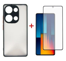 Чехол для мобильного телефона Dengos POCO M6 Pro 4G Matte + glass (Black) (DG-KM-111)