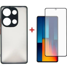 Чохол до мобільного телефона Dengos POCO M6 Pro 4G Matte + glass (Black) (DG-KM-111)