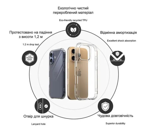 Чохол до мобільного телефона Drobak Acrylic Case with Airbag для Apple iPhone 16 Plus (949412)