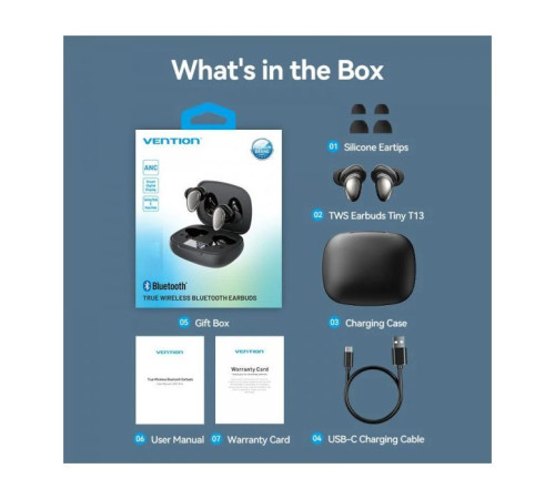 Навушники Vention Tiny Earbuds T13 Black (NBNB0)