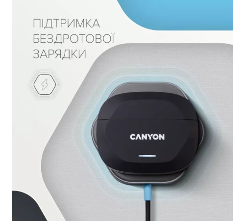 Навушники Canyon Hexagon 7 TWS ANC+ENC Wireless Charge Black/Yellow (CNS-TWS7BY)