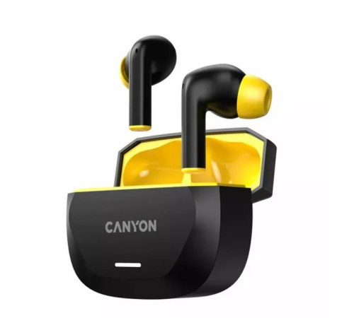 Навушники Canyon Hexagon 7 TWS ANC+ENC Wireless Charge Black/Yellow (CNS-TWS7BY)