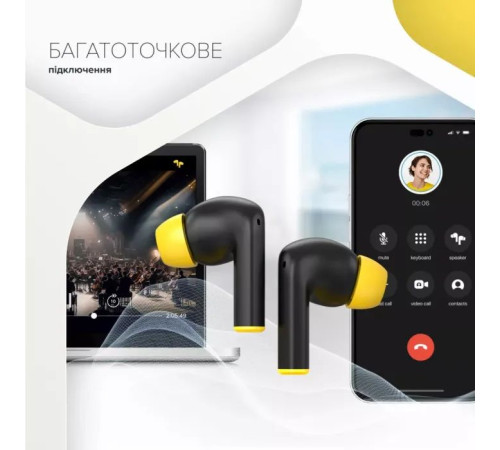 Навушники Canyon Hexagon 7 TWS ANC+ENC Wireless Charge Black/Yellow (CNS-TWS7BY)