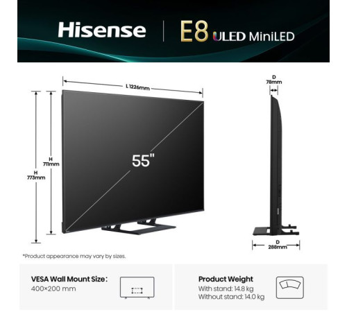 Телевізор Hisense 55E8Q