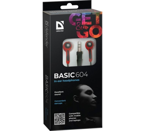 Навушники Defender Basic 604 Black-Red (63605)