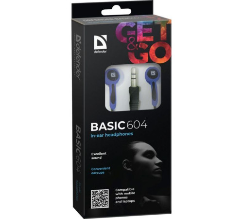 Навушники Defender Basic 604 Black-Blue (63608)