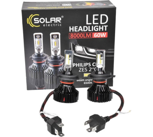 Автолампа SOLAR H4 12/24V 6500K 8000Lm 60W ZES Chip (8304)