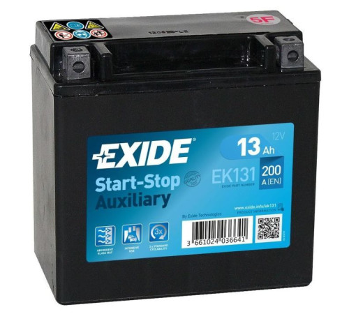 Акумулятор автомобільний EXIDE START STOP AUXILIARY 13Ah (+/-) (200CCA) (EK131)