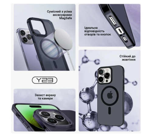 Чохол до мобільного телефона Armorstandart Y23 MagSafe Apple iPhone 15 Transparent Black (ARM68566)