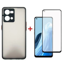 Чохол до мобільного телефона Dengos Kit for OPPO Reno 7 4g case + glass (Black) (DG-KM-32)