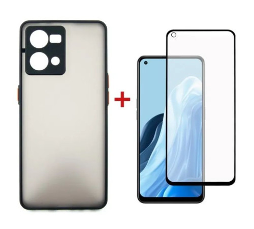 Чохол до мобільного телефона Dengos Kit for OPPO Reno 7 4g case + glass (Black) (DG-KM-32)