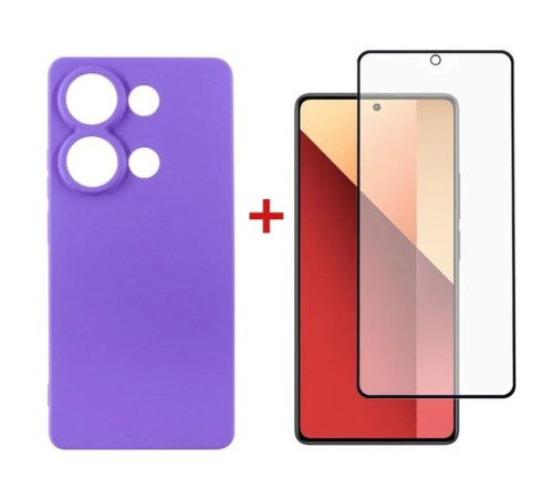 Чохол до мобільного телефона Dengos Kit for Xiaomi Redmi Note 13 Pro 4G case + glass (Purple) (DG-KM-64)