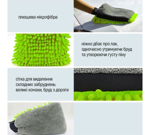 Автомобільна серветка ColorWay Рукавичка з мікрофібри для миття та полірування автомобіля, двостороння (CW-2417)