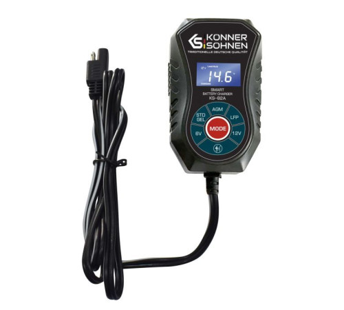 Зарядний пристрій для автомобільного акумулятора Konner&Sohnen Auto Welle KS-B2A з роз'ємом SAE, 230В, 6/12/12,8В, 2А (KS-B2A)