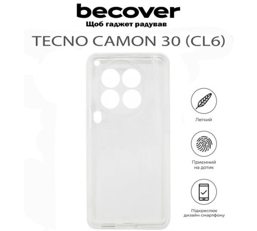 Чохол до мобільного телефона BeCover Tecno Camon 30 (CL6) Transparancy (711779)