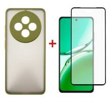 Чехол для мобильного телефона Dengos Oppo Reno 12 F/FS Matte + glass (Green) (DG-KM-110)