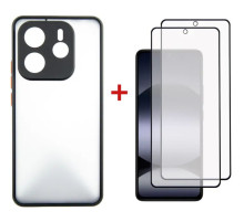 Чохол до мобільного телефона Dengos Kit Xiaomi Redmi Note 14 5G Matte + 2 pcs glass (Black) (DG-CTG2P-01)