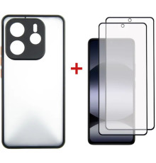 Чохол до мобільного телефона Dengos Kit Xiaomi Redmi Note 14 5G Matte + 2 pcs glass (Black) (DG-CTG2P-01)