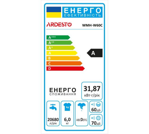 Пральна машина Ardesto WMH-W60C