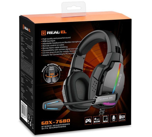 Навушники REAL-EL GDX-7680 Black