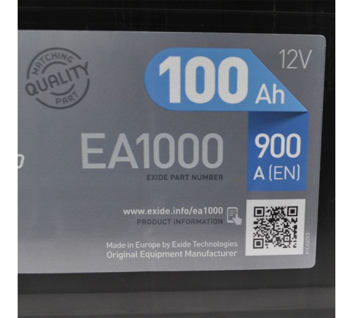 Акумулятор автомобільний EXIDE PREMIUM 100A (EA1000)